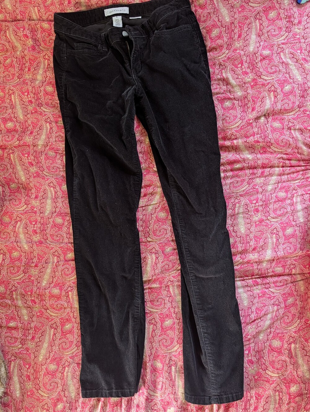 Calvin Klein Women's Straight Leg Black Corduroy Pants, Size 4
